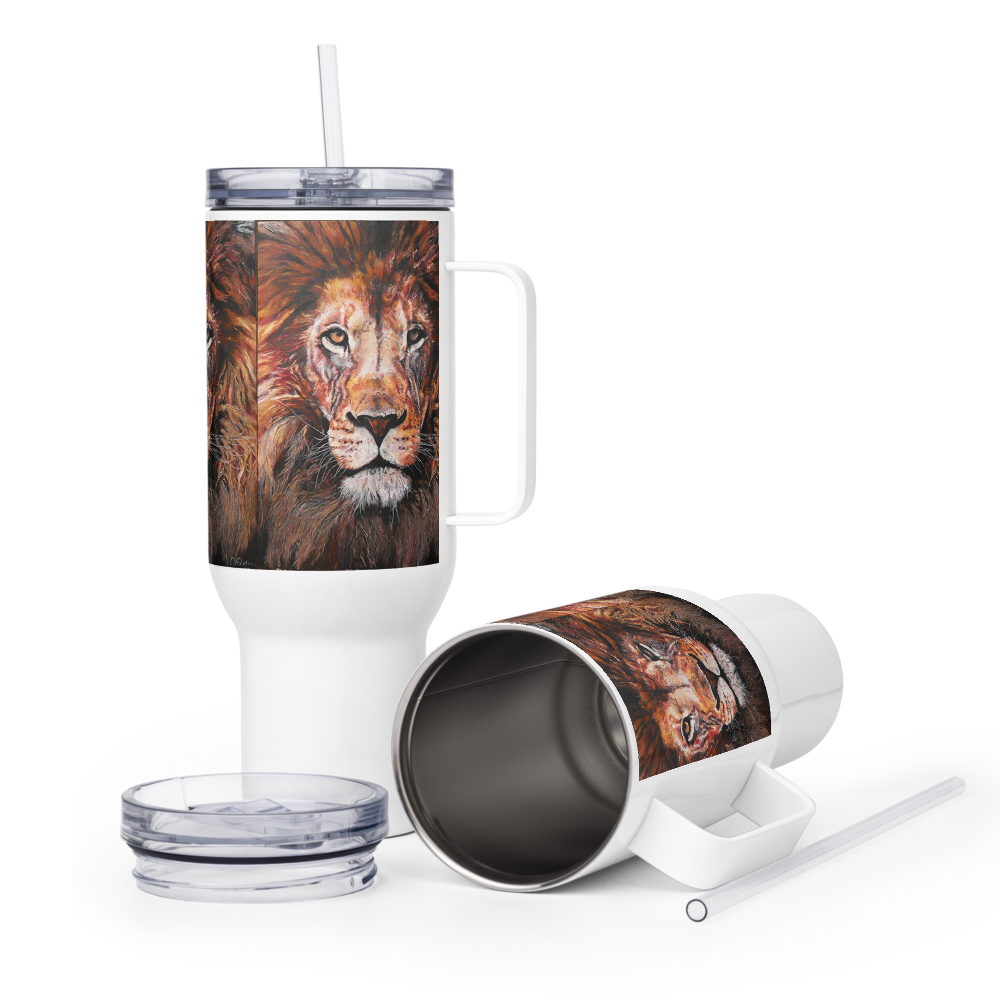 Lion Travel Mug with a handle