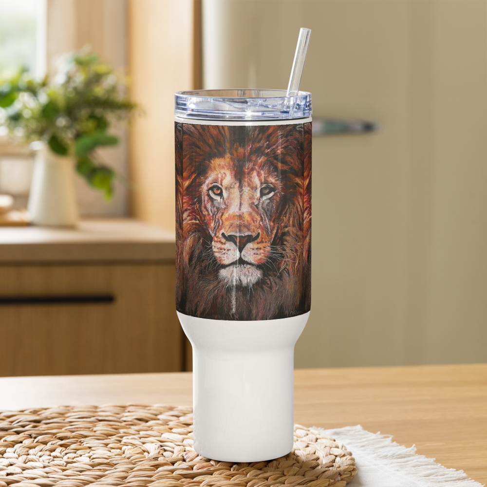 Lion Travel Mug with a handle