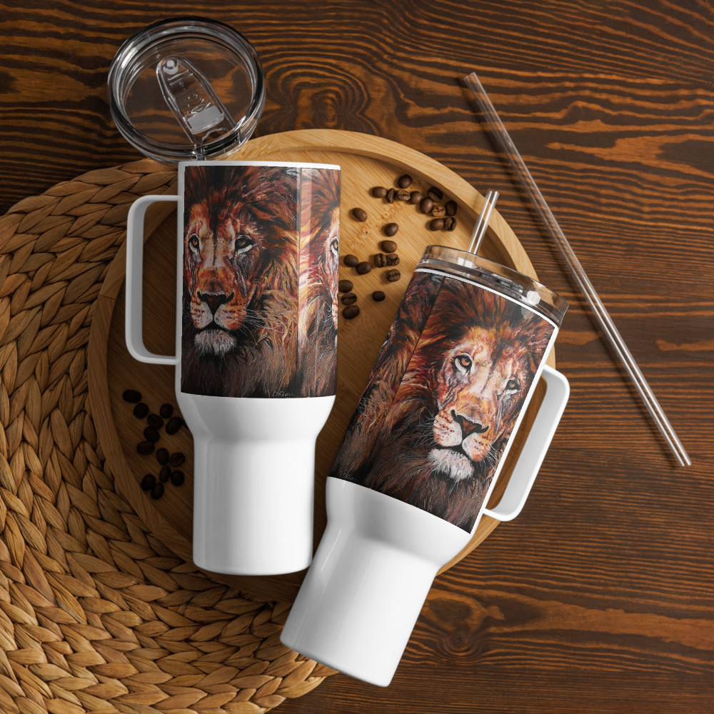 Lion Travel Mug with a handle