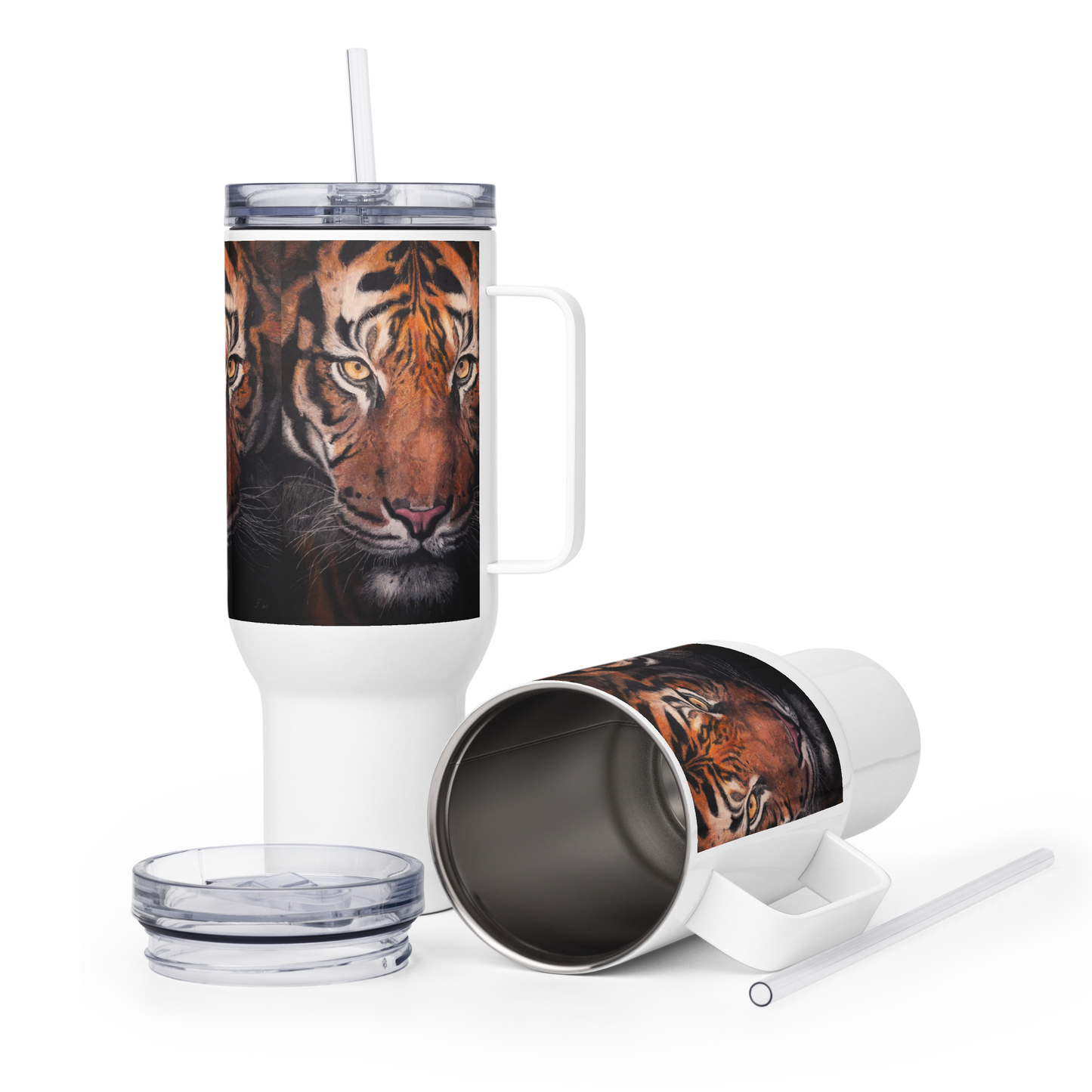 Tiger Travel mug with a handle