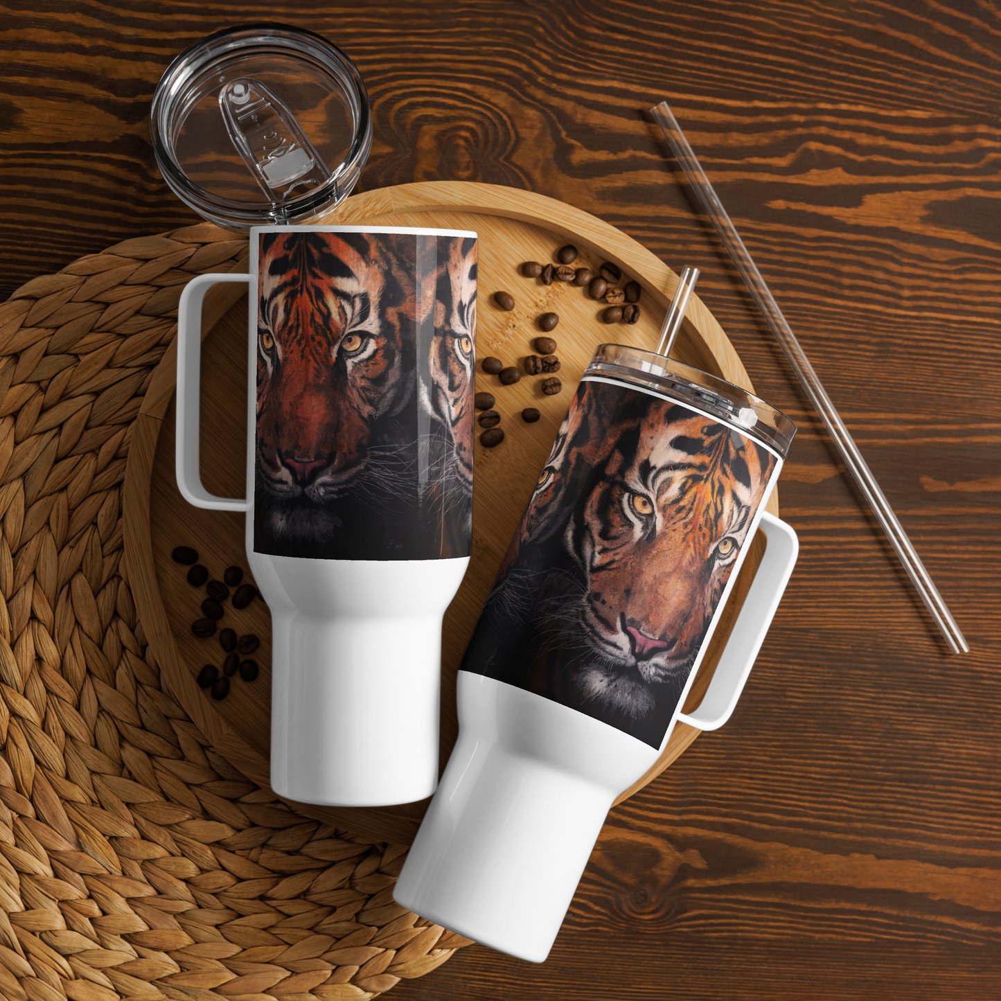 Tiger Travel mug with a handle