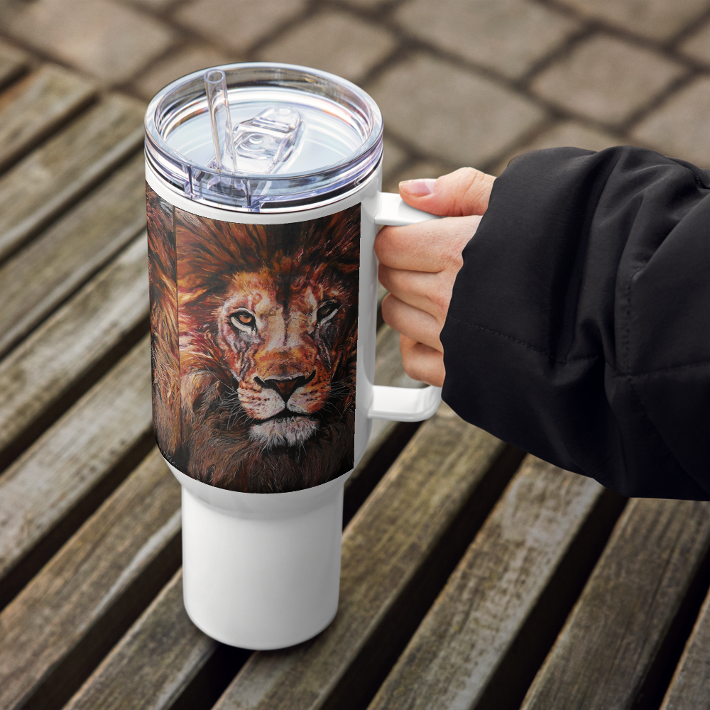 Lion Travel Mug with a handle