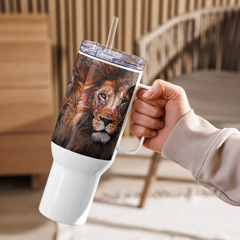 Lion Travel Mug with a handle