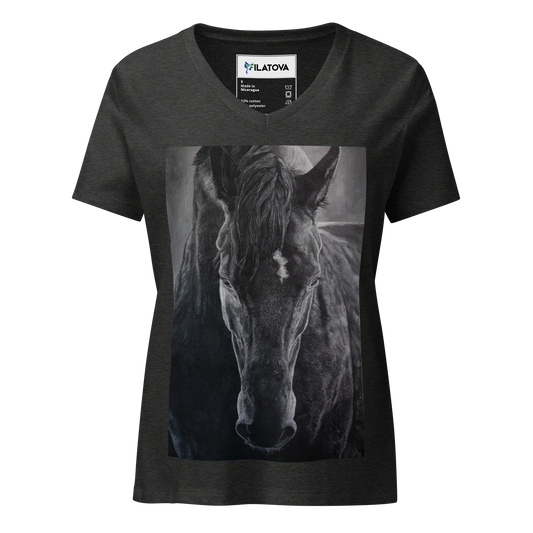 Dark Grey women’s v-neck t-shirt with horse