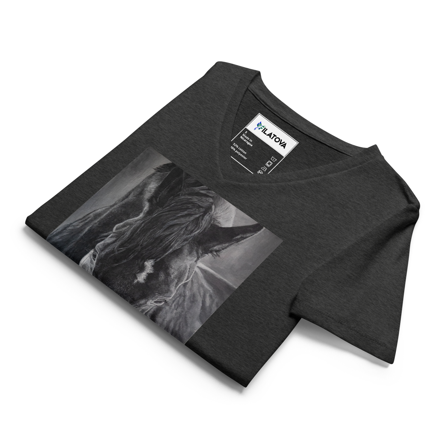 Dark Grey women’s v-neck t-shirt with horse